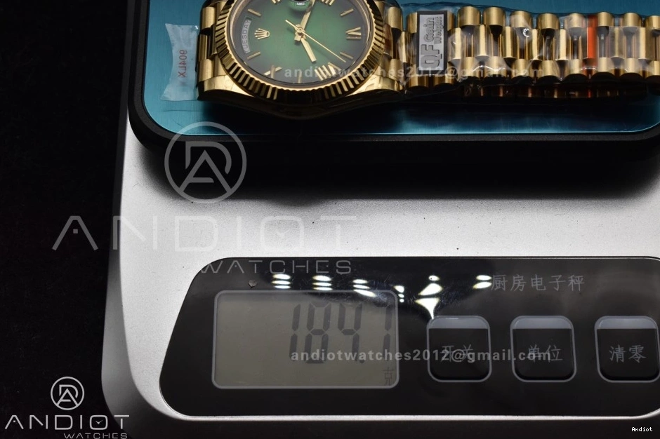 A2836 Steel Edition Dial Black (Gain QF 725 V4 Weight) TechFriendly Best President 904L Bracelet 40 YG Green on DayDate 0710
